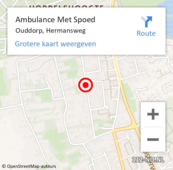 Locatie op kaart van de 112 melding: Ambulance Met Spoed Naar Ouddorp, Hermansweg op 31 augustus 2021 13:03