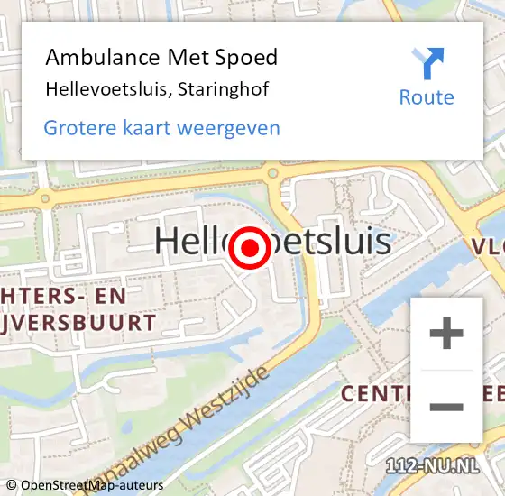 Locatie op kaart van de 112 melding: Ambulance Met Spoed Naar Hellevoetsluis, Staringhof op 31 augustus 2021 13:03