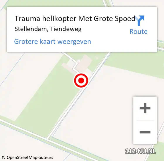 Locatie op kaart van de 112 melding: Trauma helikopter Met Grote Spoed Naar Stellendam, Tiendeweg op 31 augustus 2021 13:16