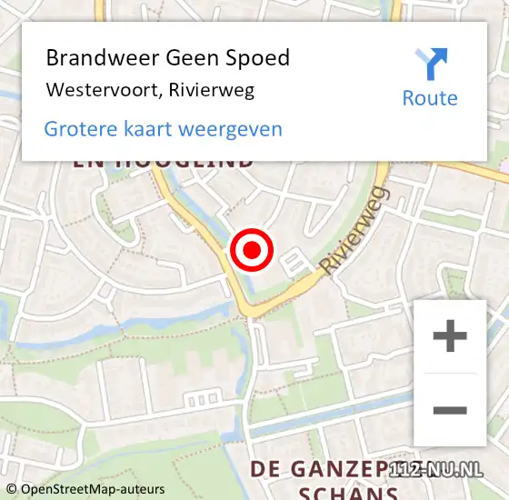 Locatie op kaart van de 112 melding: Brandweer Geen Spoed Naar Westervoort, Rivierweg op 31 augustus 2021 13:27