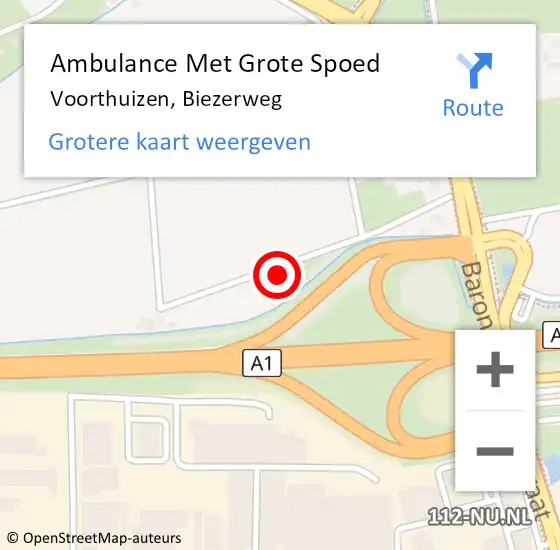 Locatie op kaart van de 112 melding: Ambulance Met Grote Spoed Naar Voorthuizen, Biezerweg op 31 augustus 2021 13:36