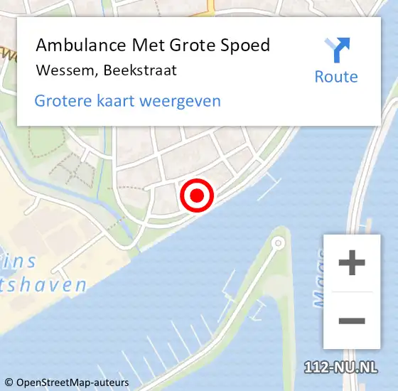 Locatie op kaart van de 112 melding: Ambulance Met Grote Spoed Naar Wessem, Beekstraat op 5 oktober 2013 19:23