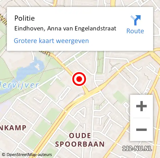 Locatie op kaart van de 112 melding: Politie Eindhoven, Anna van Engelandstraat op 31 augustus 2021 13:41