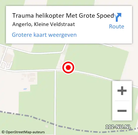 Locatie op kaart van de 112 melding: Trauma helikopter Met Grote Spoed Naar Angerlo, Kleine Veldstraat op 31 augustus 2021 13:47