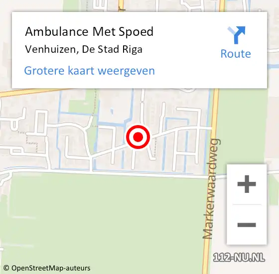 Locatie op kaart van de 112 melding: Ambulance Met Spoed Naar Venhuizen, De Stad Riga op 31 augustus 2021 14:02