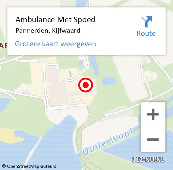 Locatie op kaart van de 112 melding: Ambulance Met Spoed Naar Pannerden, Kijfwaard op 31 augustus 2021 14:12