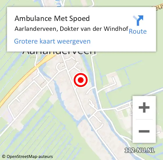 Locatie op kaart van de 112 melding: Ambulance Met Spoed Naar Aarlanderveen, Dokter van der Windhof op 31 augustus 2021 14:15