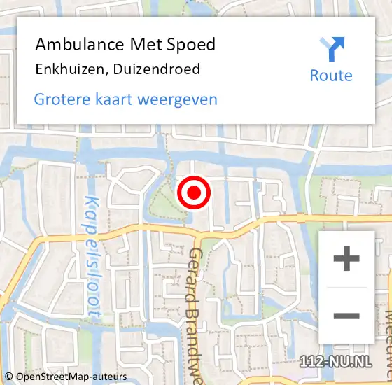 Locatie op kaart van de 112 melding: Ambulance Met Spoed Naar Enkhuizen, Duizendroed op 31 augustus 2021 14:20