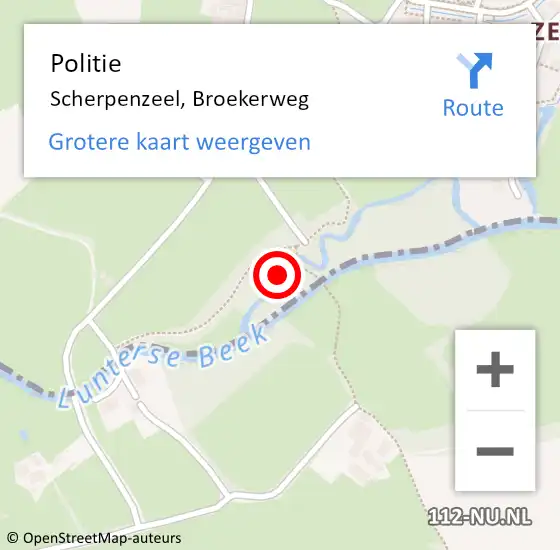 Locatie op kaart van de 112 melding: Politie Scherpenzeel, Broekerweg op 31 augustus 2021 15:03