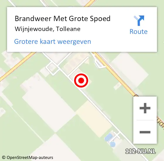 Locatie op kaart van de 112 melding: Brandweer Met Grote Spoed Naar Wijnjewoude, Tolleane op 31 augustus 2021 15:15