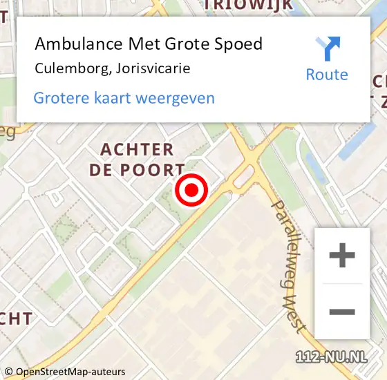 Locatie op kaart van de 112 melding: Ambulance Met Grote Spoed Naar Culemborg, Jorisvicarie op 31 augustus 2021 15:18