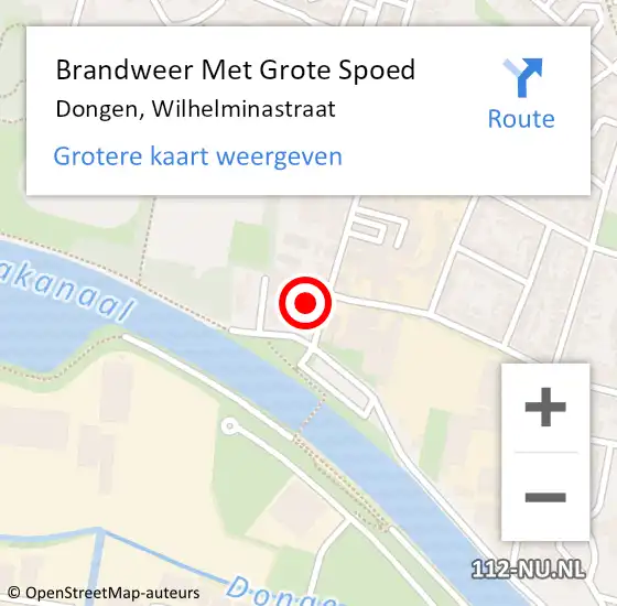 Locatie op kaart van de 112 melding: Brandweer Met Grote Spoed Naar Dongen, Wilhelminastraat op 21 juni 2014 12:26