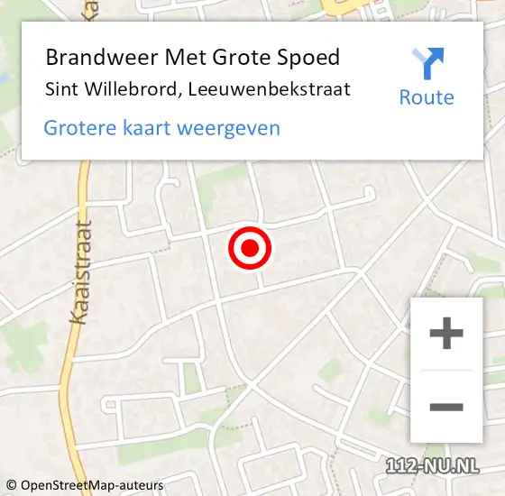 Locatie op kaart van de 112 melding: Brandweer Met Grote Spoed Naar Sint Willebrord, Leeuwenbekstraat op 31 augustus 2021 15:21