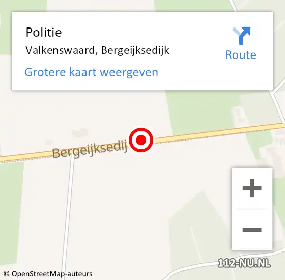 Locatie op kaart van de 112 melding: Politie Valkenswaard, Bergeijksedijk op 31 augustus 2021 15:25