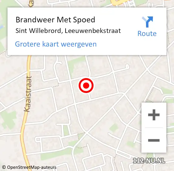 Locatie op kaart van de 112 melding: Brandweer Met Spoed Naar Sint Willebrord, Leeuwenbekstraat op 31 augustus 2021 15:27