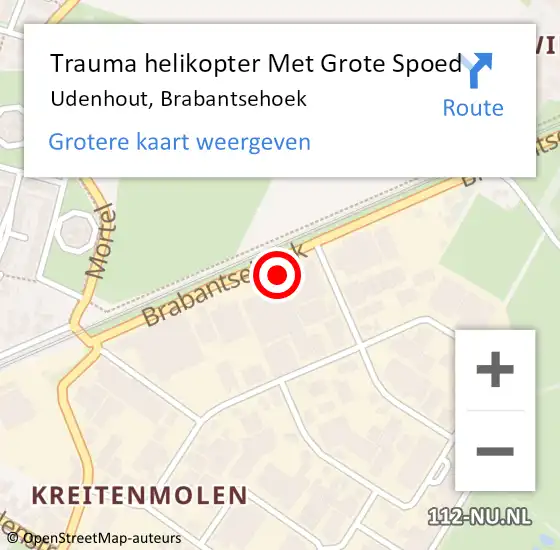 Locatie op kaart van de 112 melding: Trauma helikopter Met Grote Spoed Naar Udenhout, Brabantsehoek op 31 augustus 2021 15:28