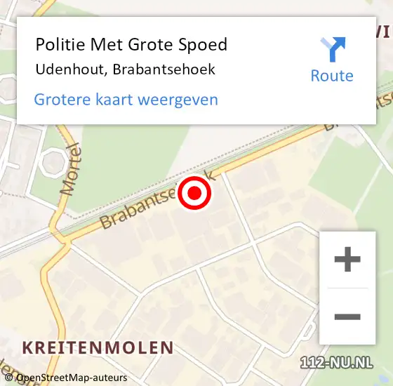 Locatie op kaart van de 112 melding: Politie Met Grote Spoed Naar Udenhout, Brabantsehoek op 31 augustus 2021 15:28