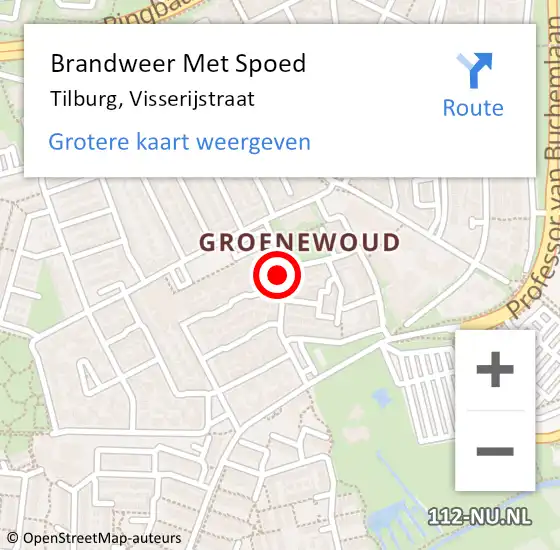 Locatie op kaart van de 112 melding: Brandweer Met Spoed Naar Tilburg, Visserijstraat op 31 augustus 2021 15:43