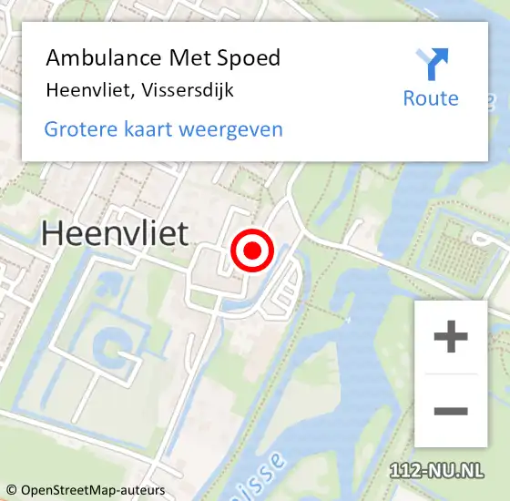 Locatie op kaart van de 112 melding: Ambulance Met Spoed Naar Heenvliet, Vissersdijk op 31 augustus 2021 15:43