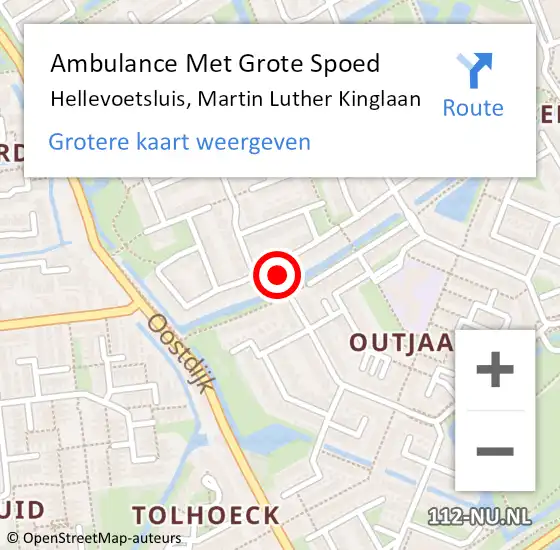 Locatie op kaart van de 112 melding: Ambulance Met Grote Spoed Naar Hellevoetsluis, Martin Luther Kinglaan op 31 augustus 2021 16:06