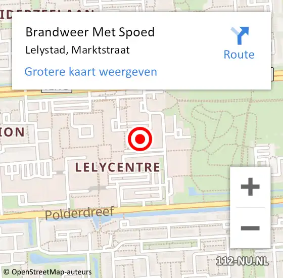 Locatie op kaart van de 112 melding: Brandweer Met Spoed Naar Lelystad, Marktstraat op 31 augustus 2021 16:16