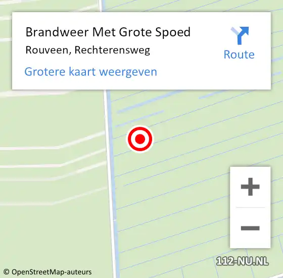 Locatie op kaart van de 112 melding: Brandweer Met Grote Spoed Naar Rouveen, Rechterensweg op 31 augustus 2021 16:16