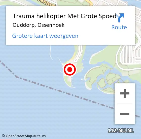 Locatie op kaart van de 112 melding: Trauma helikopter Met Grote Spoed Naar Ouddorp, Ossenhoek op 31 augustus 2021 16:20
