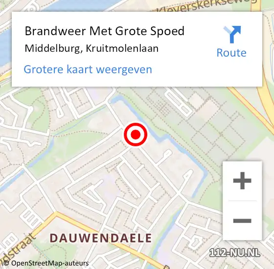 Locatie op kaart van de 112 melding: Brandweer Met Grote Spoed Naar Middelburg, Kruitmolenlaan op 31 augustus 2021 16:23