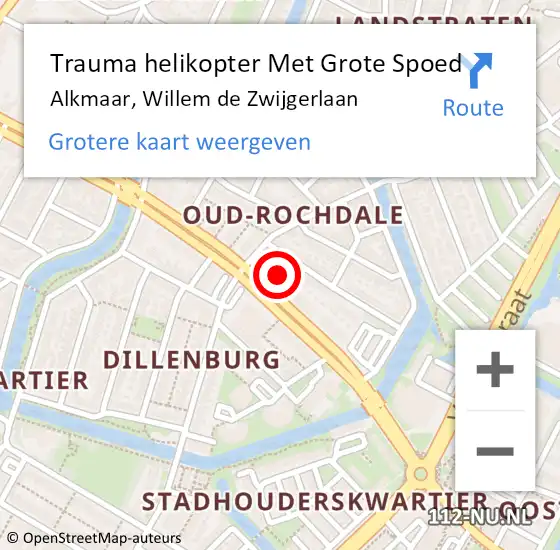 Locatie op kaart van de 112 melding: Trauma helikopter Met Grote Spoed Naar Alkmaar, Willem de Zwijgerlaan op 31 augustus 2021 16:23