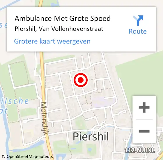 Locatie op kaart van de 112 melding: Ambulance Met Grote Spoed Naar Piershil, Van Vollenhovenstraat op 31 augustus 2021 16:28