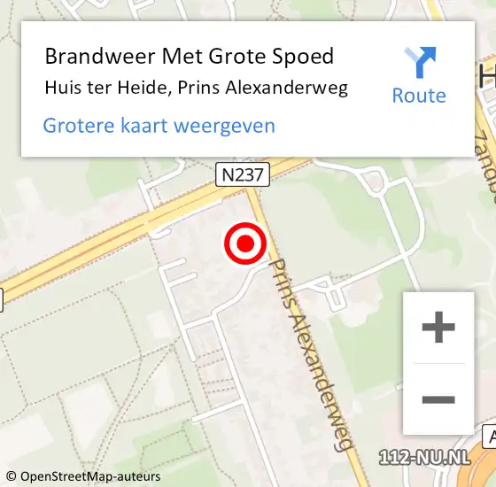 Locatie op kaart van de 112 melding: Brandweer Met Grote Spoed Naar Huis ter Heide, Prins Alexanderweg op 31 augustus 2021 16:31