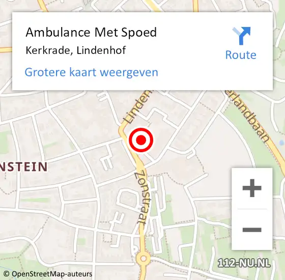 Locatie op kaart van de 112 melding: Ambulance Met Spoed Naar Kerkrade, Lindenhof op 31 augustus 2021 16:49