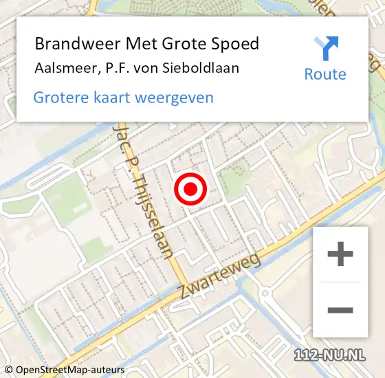 Locatie op kaart van de 112 melding: Brandweer Met Grote Spoed Naar Aalsmeer, P.F. von Sieboldlaan op 31 augustus 2021 16:58