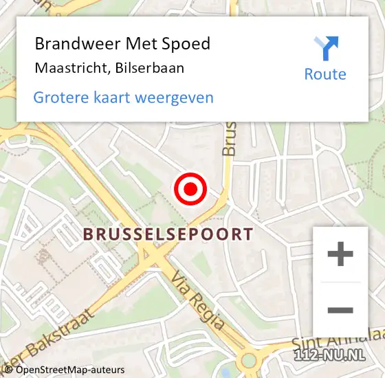 Locatie op kaart van de 112 melding: Brandweer Met Spoed Naar Maastricht, Bilserbaan op 31 augustus 2021 17:15