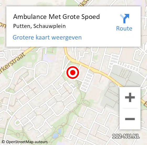 Locatie op kaart van de 112 melding: Ambulance Met Grote Spoed Naar Putten, Schauwplein op 31 augustus 2021 17:36