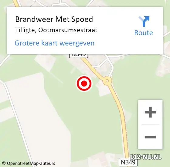 Locatie op kaart van de 112 melding: Brandweer Met Spoed Naar Tilligte, Ootmarsumsestraat op 31 augustus 2021 17:37