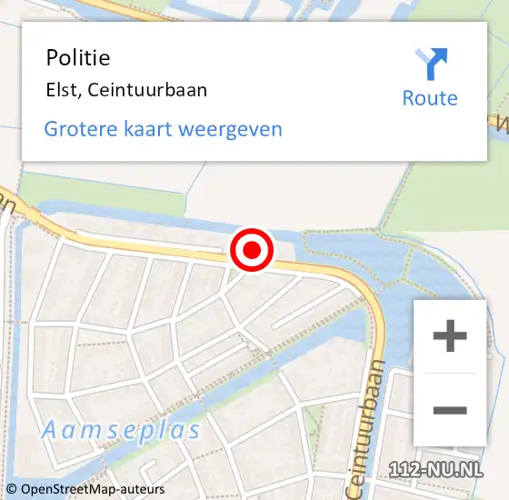 Locatie op kaart van de 112 melding: Politie Elst, Ceintuurbaan op 31 augustus 2021 17:38