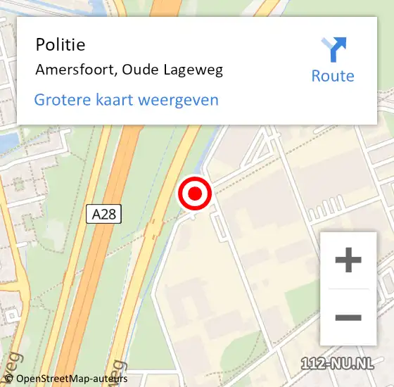 Locatie op kaart van de 112 melding: Politie Amersfoort, Oude Lageweg op 31 augustus 2021 17:38