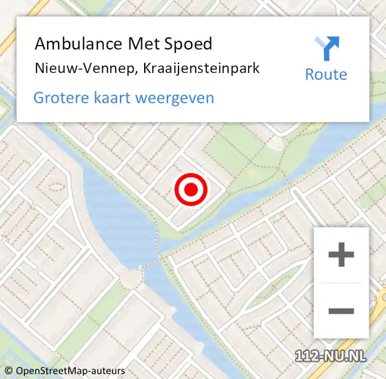 Locatie op kaart van de 112 melding: Ambulance Met Spoed Naar Nieuw-Vennep, Kraaijensteinpark op 31 augustus 2021 17:39