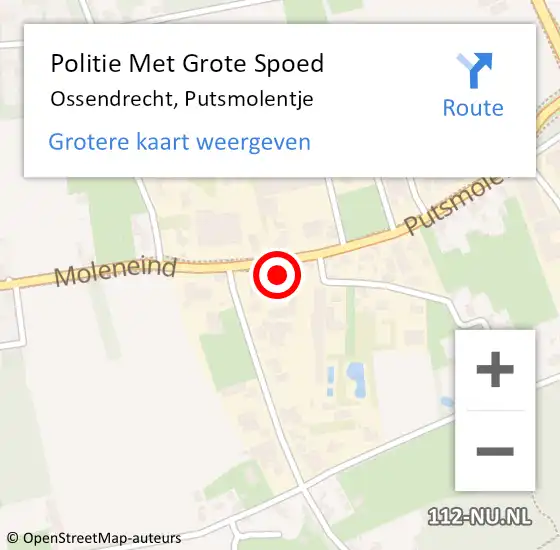 Locatie op kaart van de 112 melding: Politie Met Grote Spoed Naar Ossendrecht, Putsmolentje op 31 augustus 2021 17:44