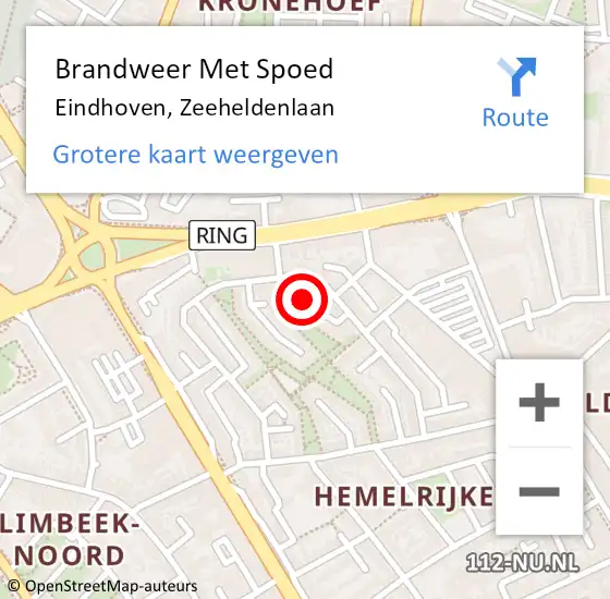 Locatie op kaart van de 112 melding: Brandweer Met Spoed Naar Eindhoven, Zeeheldenlaan op 31 augustus 2021 17:46