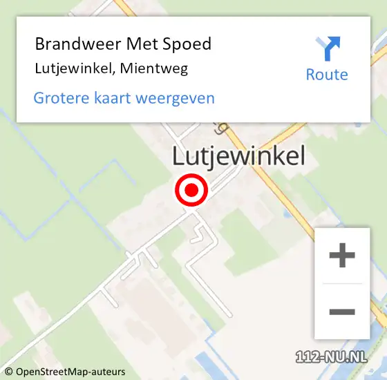 Locatie op kaart van de 112 melding: Brandweer Met Spoed Naar Lutjewinkel, Mientweg op 31 augustus 2021 18:14