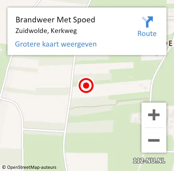 Locatie op kaart van de 112 melding: Brandweer Met Spoed Naar Zuidwolde, Kerkweg op 31 augustus 2021 18:26