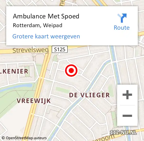 Locatie op kaart van de 112 melding: Ambulance Met Spoed Naar Rotterdam, Weipad op 31 augustus 2021 18:47