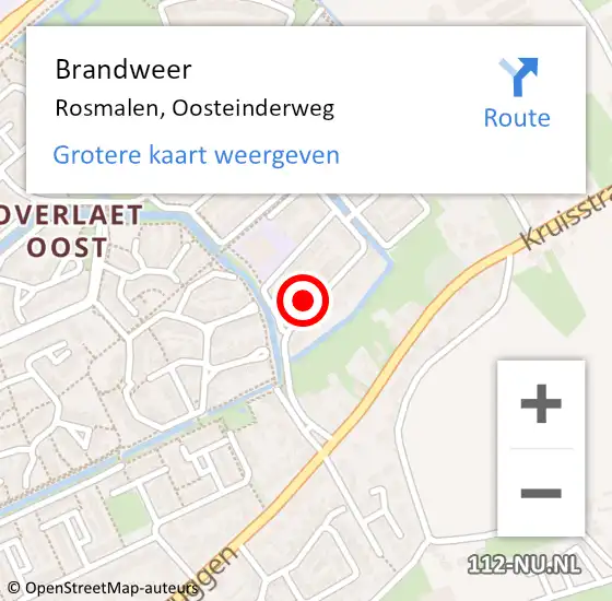 Locatie op kaart van de 112 melding: Brandweer Rosmalen, Oosteinderweg op 21 juni 2014 12:49