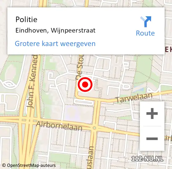 Locatie op kaart van de 112 melding: Politie Eindhoven, Wijnpeerstraat op 31 augustus 2021 18:55