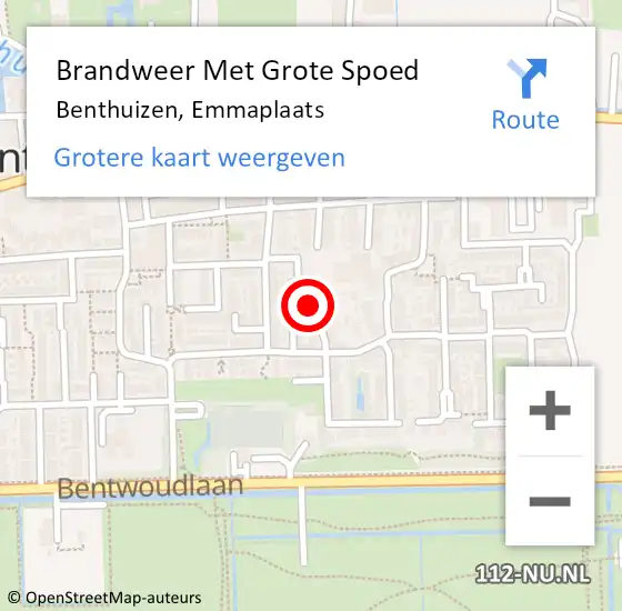 Locatie op kaart van de 112 melding: Brandweer Met Grote Spoed Naar Benthuizen, Emmaplaats op 31 augustus 2021 19:19