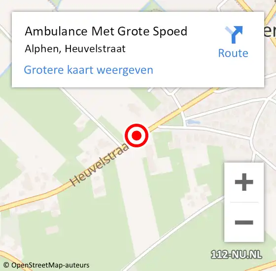 Locatie op kaart van de 112 melding: Ambulance Met Grote Spoed Naar Alphen, Heuvelstraat op 31 augustus 2021 19:28