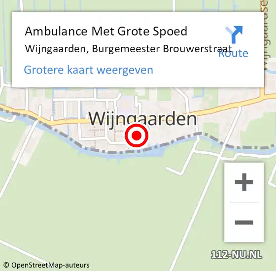 Locatie op kaart van de 112 melding: Ambulance Met Grote Spoed Naar Wijngaarden, Burgemeester Brouwerstraat op 31 augustus 2021 19:33