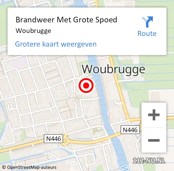 Locatie op kaart van de 112 melding: Brandweer Met Grote Spoed Naar Woubrugge op 31 augustus 2021 19:59